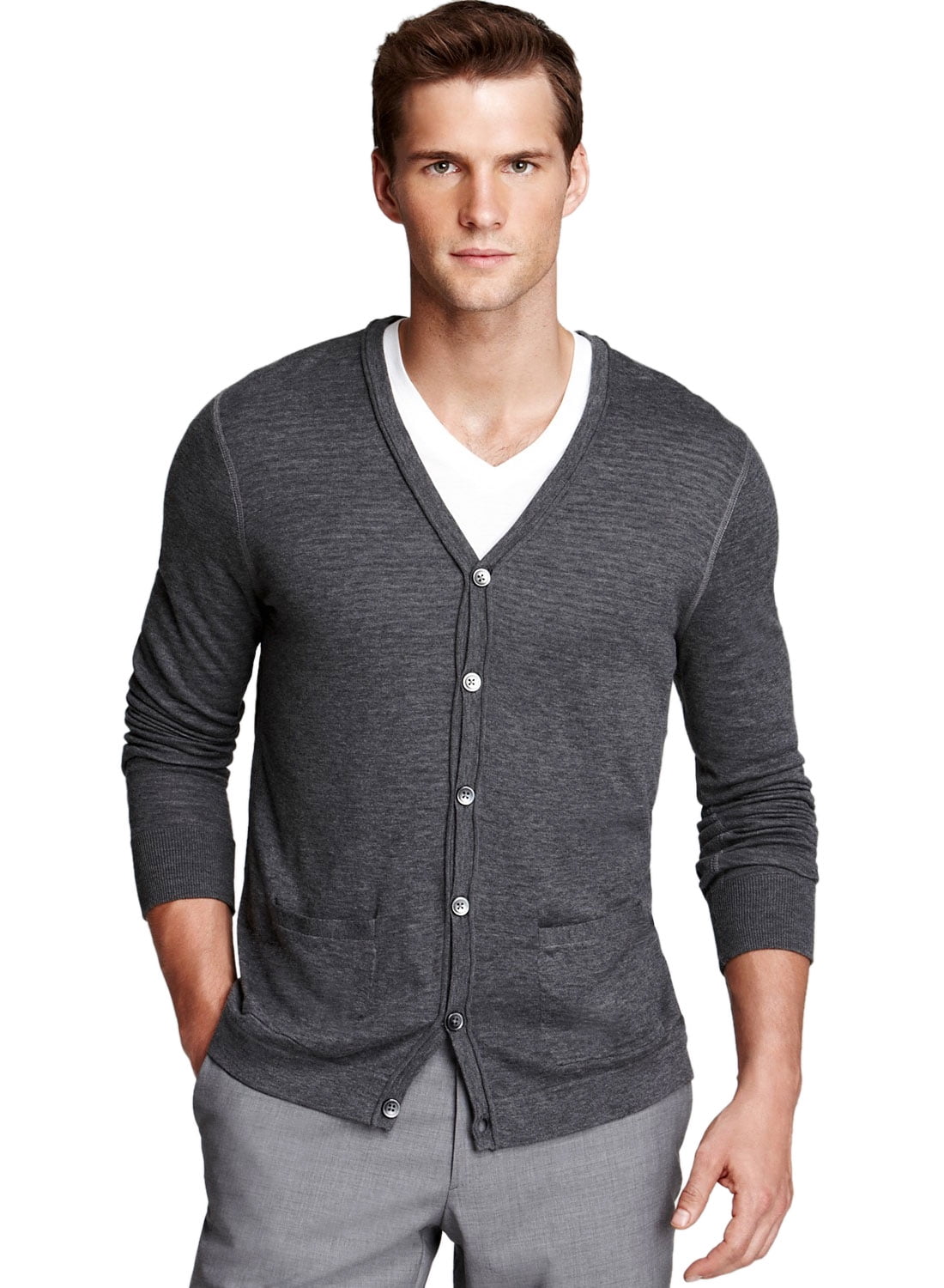 mens dark grey cardigan
