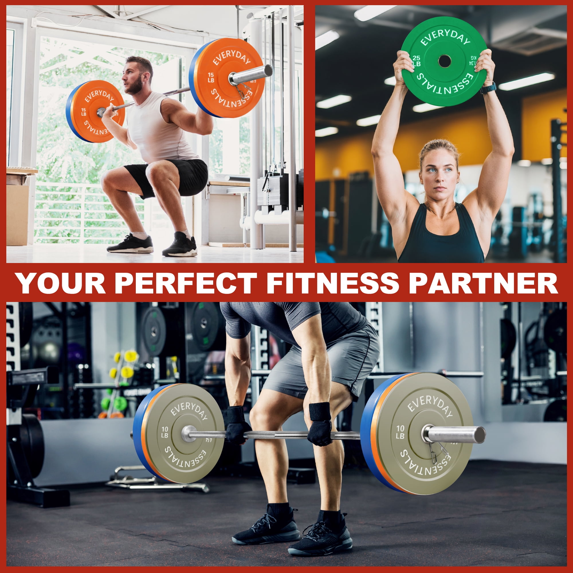 FlexWave Bumper Plates Set with 7FT Olympic Barbell, 160 lb Plates, 2-Inch, Color