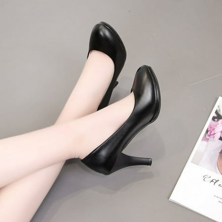 

Large Size High Heels Women‘s Professional Black Shoes Round Toe Work Shoes Workwear Shoes Not Tired Feet Work Interview Shoes Women‘s Shoes