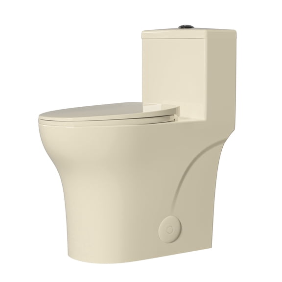 Miuara 19 in.ADA Toilet 1.0/1.28 GPF Dual Flush Comfort Height 1-Piece Toilet Elongated Toilet in Bone Color with Soft Close Seat