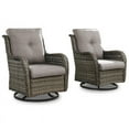 thumbnail image 2 of PARKWELL Patio Swivel Glider Chairs Set of 2,Outdoor All-Weather Rattan Wicker Swivel Rocking Lounge Chair with Cushions for Backyard Porch Pool,Gray/Gray, 2 of 9