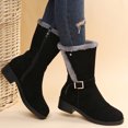 thumbnail image 3 of JHOKCI Womens Plush Lined Winter Boots Low Heel Wide Calf Side Zipper Cozy Warm Mid Calf Snow Boots, 3 of 9