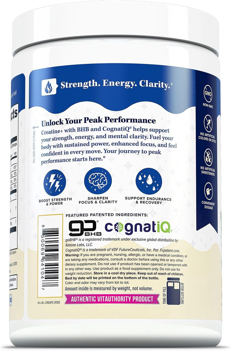 Vitauthority Creatine Powder for Women with goBHB and CognatiQ, Pineapple Coconut, 60 Servings