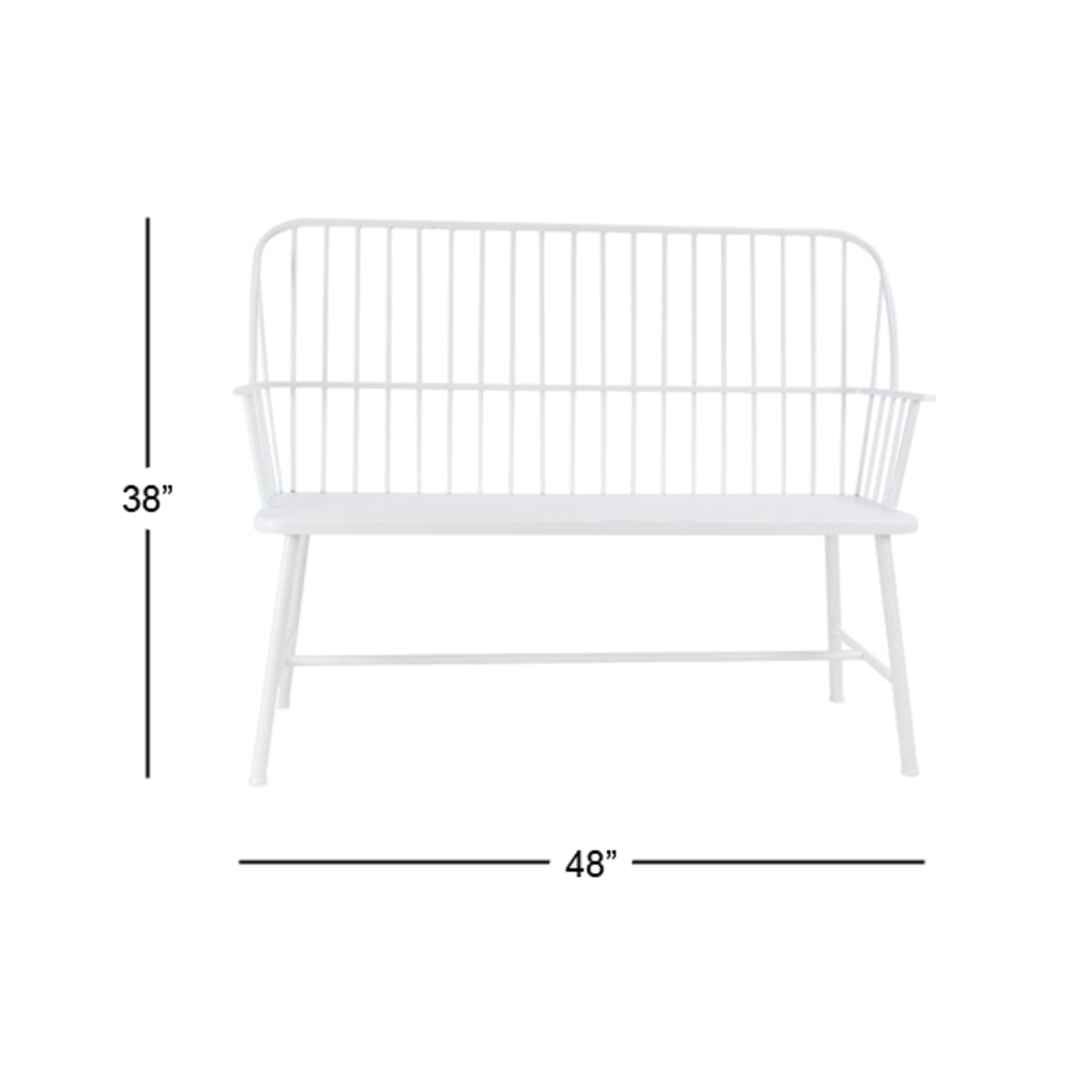 DecMode Metal Outdoor Bench, White