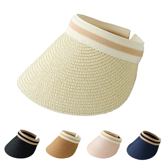 Sun Visor Hat Adjustable Empty Top Straw Hat Headwear Women UV Sun Hat