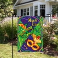 thumbnail image 2 of Northlight Feathered Carnival Masks and Beads "Mardi Gras" Outdoor Garden Flag - 18" x 12.5", 2 of 3