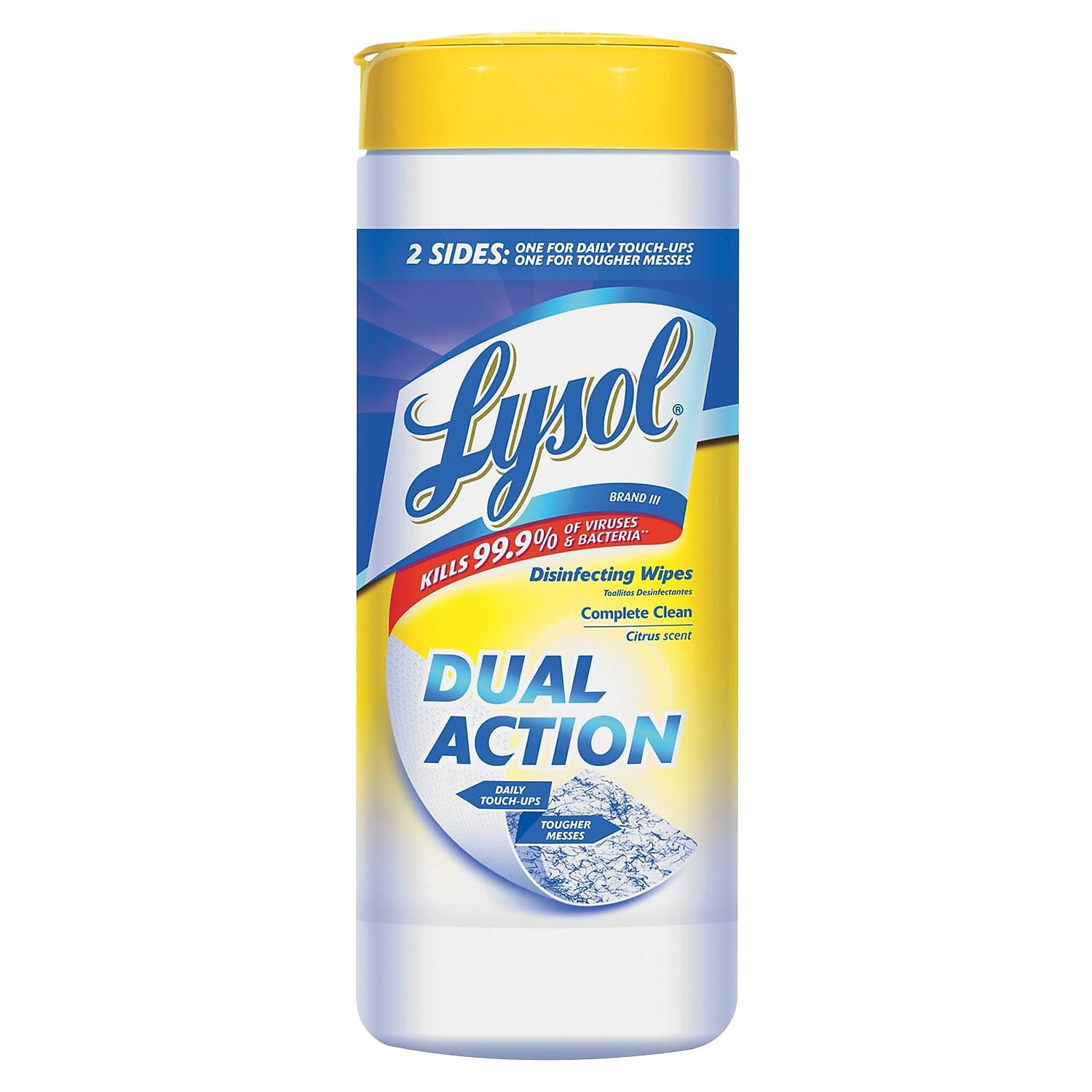 Lysol Dual Action Disinfecting Wipes Citrus 7 x 8 35/Canister 81143CT
