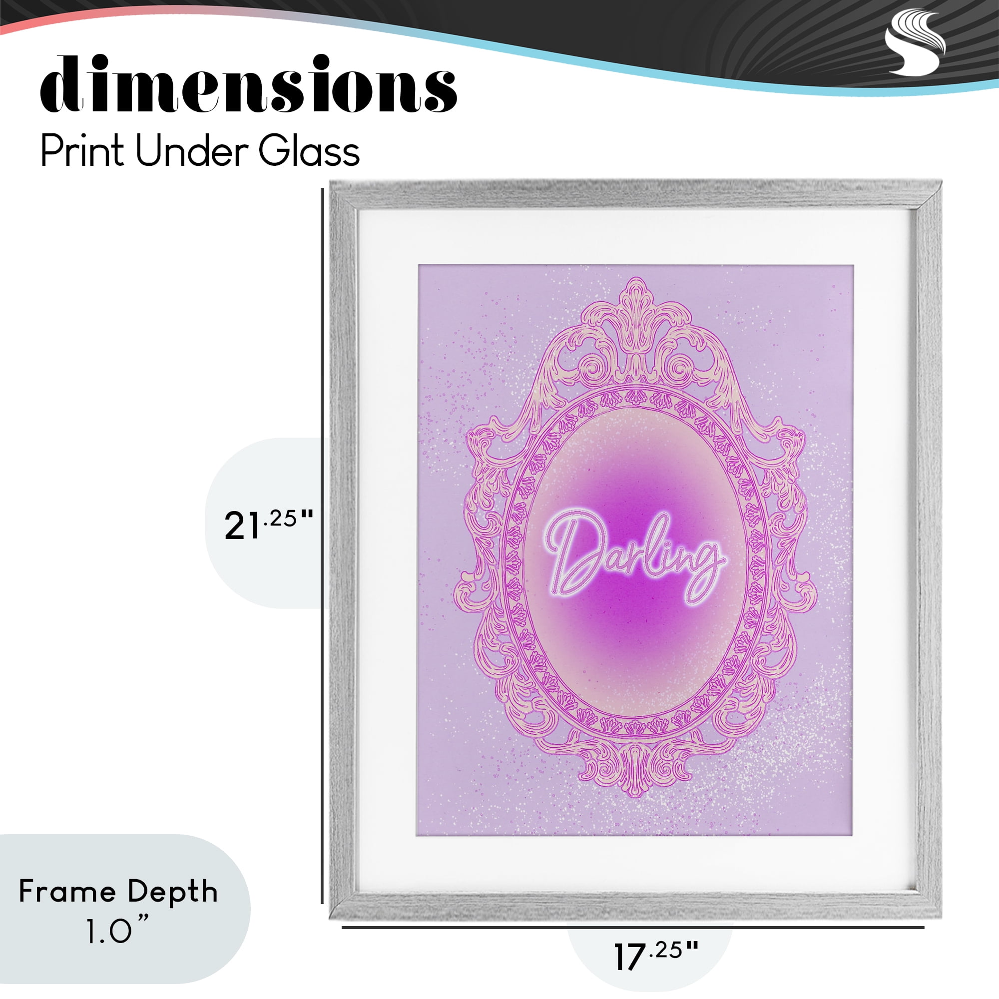 Stupell Industries Darling Ornate Mirror Gray Framed Print Under Glass, design by Ziwei Li