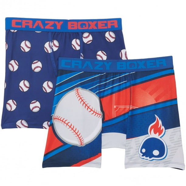 CRAZYBOXER Men's 2Pack Baseball Fun Print Ultra Soft Moisture Wicking