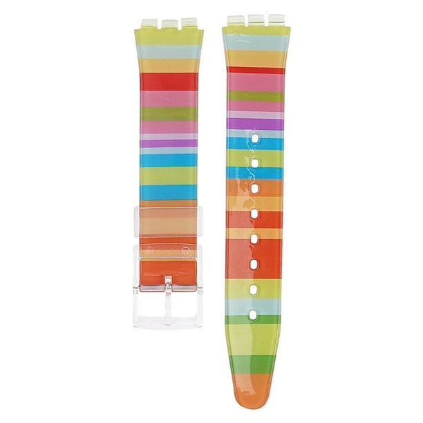 Correa Transparente Ultrafina Para Reloj Swatch 16mm 17mm 19mm Pulsera Arco Iris De Repuesto