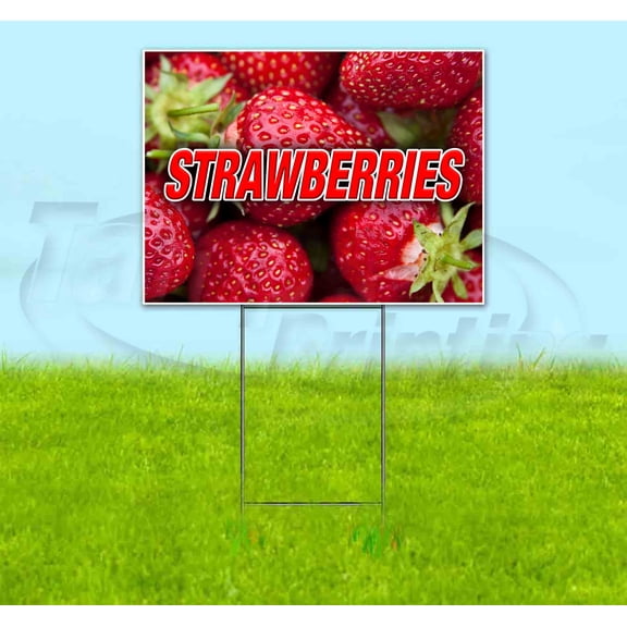 Strawberries (18" x 24") Yard Sign, Includes Metal Step Stake