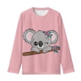 thumbnail image 6 of Jiueut Pink Koala Girls Long Sleeve T Shirts Size 3-4 Years Tee Shirt for Toddler Kids Clothes Gifts for Birthday Kawaii Athletic Shirt for School Crew Neck Top for Girls, 6 of 7