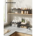 thumbnail image 2 of Cabinet Organizer Shelf, Set of 2 Kitchen Counter Shelves, Kitchen Storage, Spice Rack, Stackable, Expandable, Metal and Engineered Wood, Ink Black and Heather Greige UKCS020X02, 2 of 15