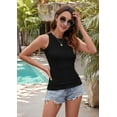 thumbnail image 4 of Womens Ladies Ribbed Thick Strap Racerback Tight Slim Fitted Sporty Workout Tank Tops Black XXL, 4 of 9
