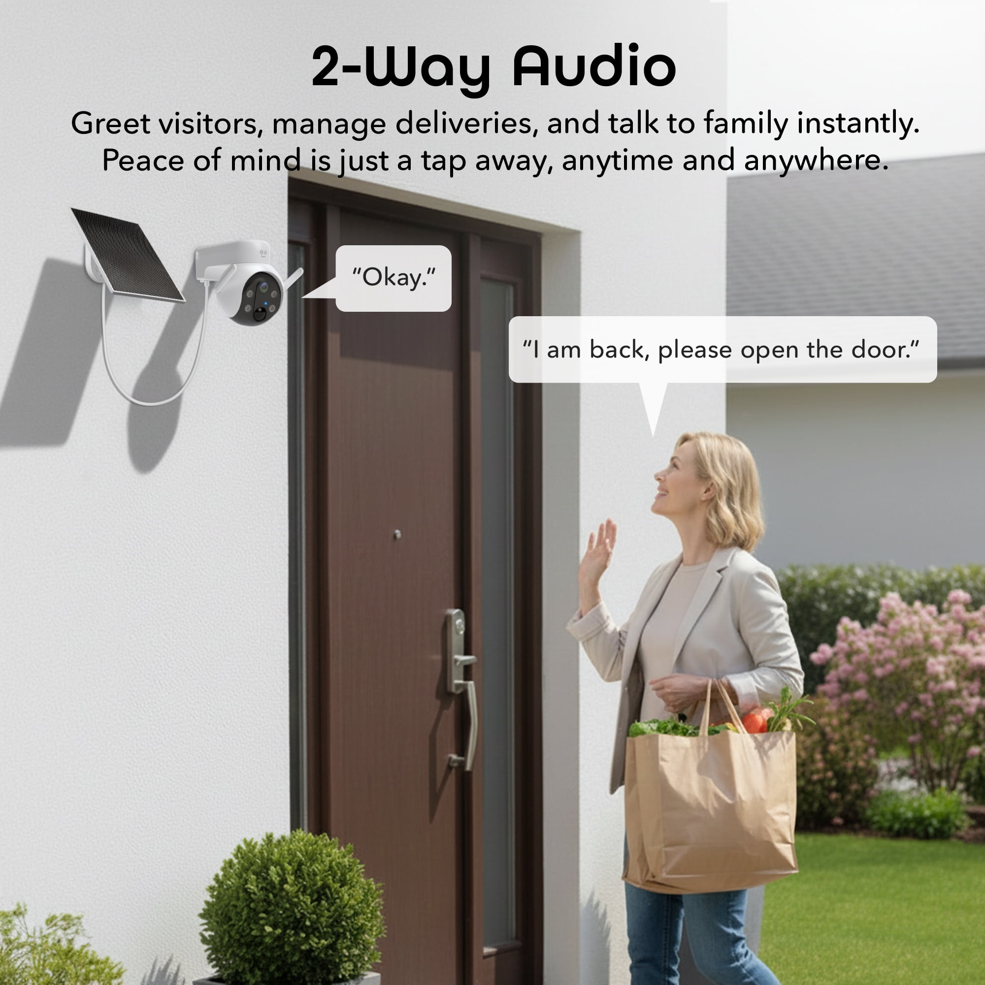 Geeni Smart PTZ 3MP Outdoor Camera with 3W Solar Panel, Mounting Kit, White, 1