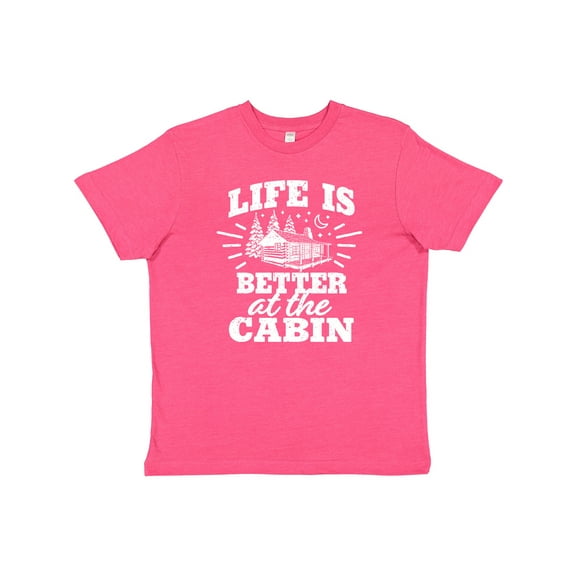 Inktastic Life is Better at The Cabin with Trees and Moon Youth T-Shirt