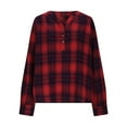thumbnail image 5 of Flannel Shirt Women Button Front V-Neck Pullover Plaid Shirts Christmas Casual Long Sleeve Fall Flannels Tops, 5 of 8