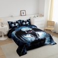thumbnail image 3 of 3D Wolf Comforter Set Twin Size,Trippy Animals Bedding Set 2Pcs,Black Wings Wolf Quilt Set Men Adult Room Decor,Horror Moonlit Night Dark Duvet Insert,1 Pillowcase, 3 of 7