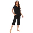 thumbnail image 4 of Ekouaer Pajama Set for Women 2 Piece Capri Pants Short Sleeve Top Sleepwear Soft Pjs Loungewear with Pockets, 4 of 6