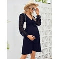 thumbnail image 3 of Maternity Swiss Dot Long Sleeve Wrap Dress Womens Fall Casual V Neck Nursing Midi Dress With Belt, 3 of 5