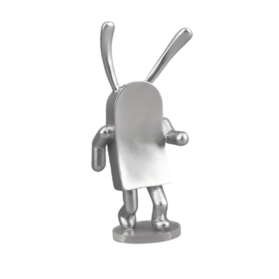 WLPZXP Machine Bunny Statue Tabletop Decoration Gift for Friends Resin Bunny Sculpture Silvery