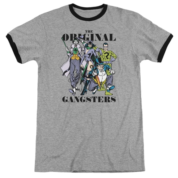 DC Comics Original Gangsters Adult Ringer T-Shirt Heather/Black