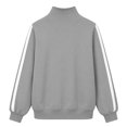 thumbnail image 5 of Mock Neck Sweatshirt Women Fall Fashion Oversized Turtleneck Pullover Side Stripes Long Sleeve Casual Sweatshirts Gray S, 5 of 7