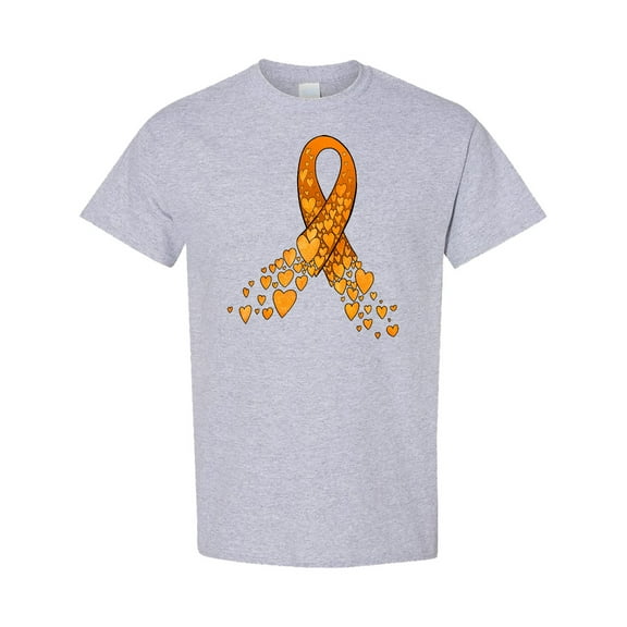 Inktastic Leukemia Awareness with Orange Ribbon Made of Hearts T-Shirt
