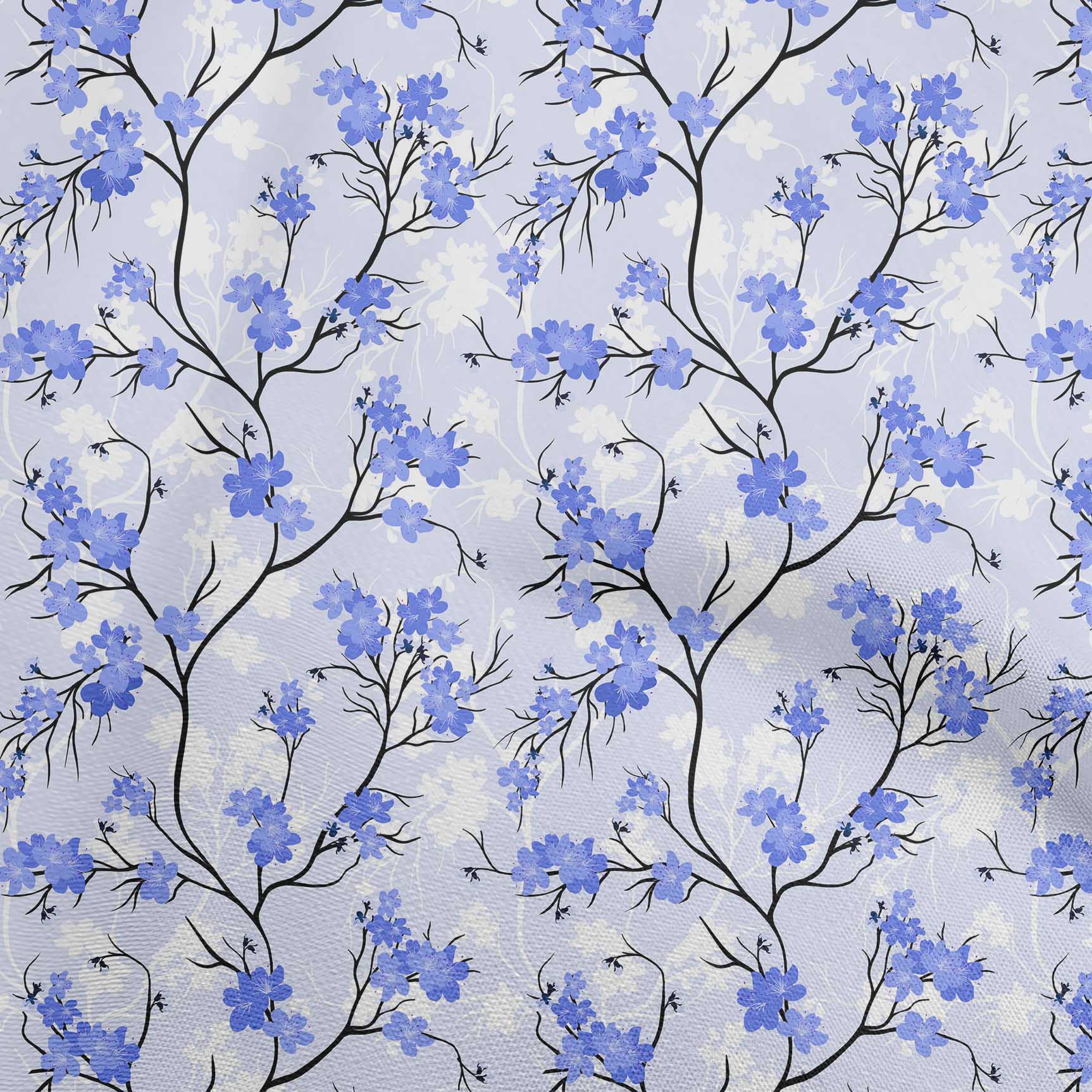 oneOone Viscose Jersey Medium Blue Fabric Floral Fabric For Sewing Printed Craft Fabric By The Yard 60 Inch Wide - image 1 of 1