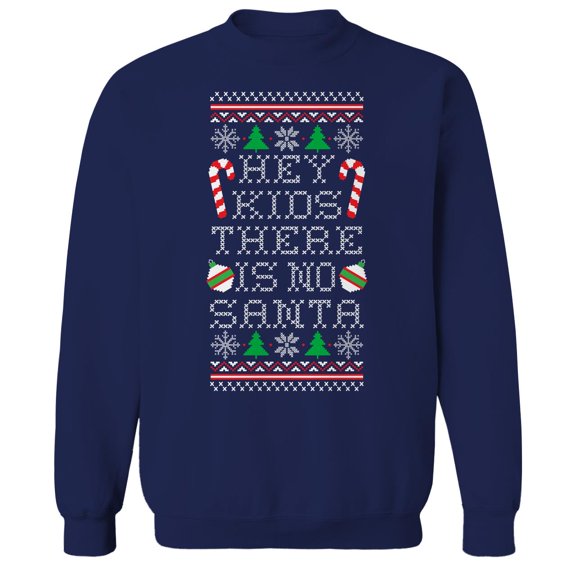 Christmas Holiday Hey Kids Sweater Print Graphic Navy Men's Cotton Pullover Sweatshirt
