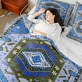 thumbnail image 4 of Manfei Vintage Boho Aztec 7pcs Bedding Comforter Set,bohemian Exotic Style Queen Bedding Sets,Wgray Blue Queen Sheet Sets For Boys Kids,Luxury Bedroom Decor Reversible, 4 of 8