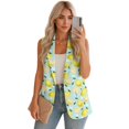 thumbnail image 2 of Psesaysky Women’s Vest Tops Fall Winter Sleeveless Yellow Lemon Print Blazer Jackets Single Button Work Suit with 2 Pockets, Size 5XL, 2 of 6