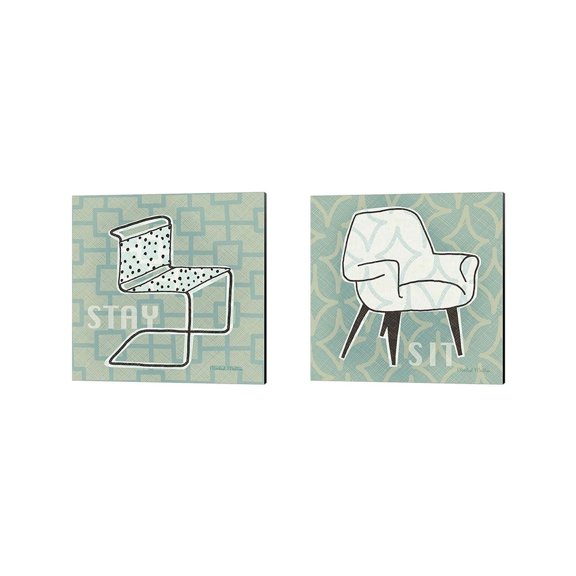 Metaverse Michael Mullan 'Retro Chair - Stay & Sit' Canvas Art (Set of 2)