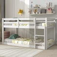 thumbnail image 3 of PORKISS Bunk Bed Twin Over Twin, Low Floor Bunk Bed for Kids with Guard Rails for Dorm, Small Space, No Box Spring Needed, White, 3 of 10