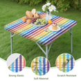 thumbnail image 4 of Colorful Striped Checkered Pattern Square Fitted Tablecloth with Elastic Edge,Square Table Cover,Washable Elastic Table Cover for Home Kitchen Party Decor 34"x34", 4 of 6