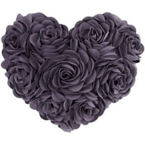 JWH Deep Purple Heart-Shaped 3D Rose Throw Pillow Soft Suede Decorative Cushion for Couch Bedrom and Valentine's Deco 13x16inches