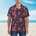 thumbnail image 2 of Pofeuu Rose Mix Leopard 2 Print Hawaiian Shirt for Men Sleeves Casual Button Down Summer Beach Dress Shirts T-Shirts,X-Large, 2 of 7