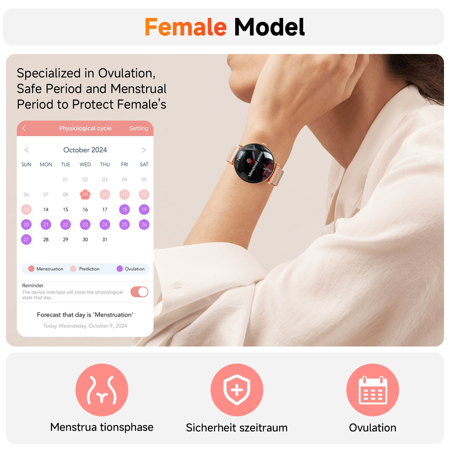 【AMOLED】Mingdaln 42mm Smart Watch for Women, fits for Android and Iphone Devices,with IP68 Waterproof/150+ Sport Modes,perfect gift,2 straps(Gold) 【AMOLED】Mingdaln 42mm Smart Watch for Women, fits for Android and Iphone Devices,with IP68 Waterproof/150+ Sport Modes,perfect gift,2 straps(Gold) - Image 2