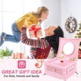 thumbnail image 5 of Caja de música clásica roja, joyero, caja de música giratoria con bailarina y cajón, espejo de maquillaje, elegante bailarina para cumpleaños., 5 of 5