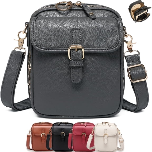 Women's Anti-Theft Crossbody Leather Bag, RFID Blocking Vintage PU Leather Travel Purse with 3 Zipper Pockets and 10 Card Slots for Daily Use