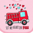 thumbnail image 4 of Inktastic Set My Heart on Fire Valentine Fire Truck with Hearts Boys or Girls Baby Bib, 4 of 4