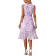 thumbnail image 3 of INSPIRE CHIC Women's Summer Dresses Wrap Ruffle Hem Round Neck Keyhole Back Sleeveless Floral Dress L Purple, 3 of 6