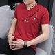 thumbnail image 3 of Camiseta ajustada negra con cuello en V para hombre, ropa de calle, camisetas para hombre, camisetas geniales de manga corta estilo hip hop básico SL, 3 of 5