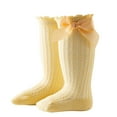thumbnail image 2 of BLTIBY Cotton Baby Girl Boy Ruffle Sock Toddler Big Bow Knee High Socks Thin Mesh Lightweight High-Top Sock for Kids Yellow 1-2 Years, 2 of 3