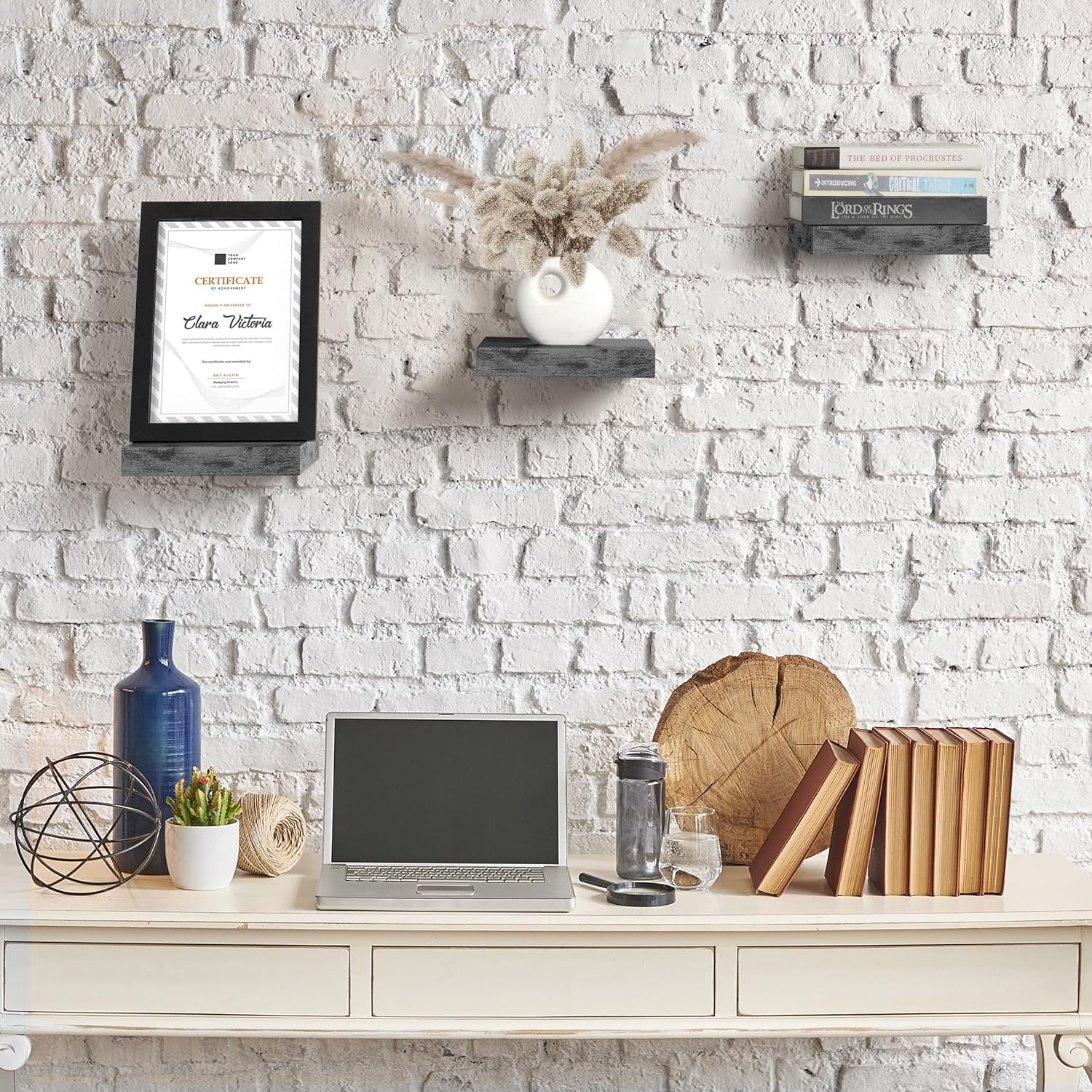 Sorbus 9.25"x9.25" Grey Floating Shelves for Wall Decor (Set of 3)