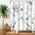 thumbnail image 3 of 72x72 Inches Eucalyptus Leaf Shower Curtain Abstract Green Watercolor Sage Vine Leaves Botanical Bath Curtain Plant Home Bathroom Decor Waterproof Polyester Fabric with Hooks, 3 of 6