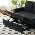 thumbnail image 3 of 53" Cushioned Recliner Sofa Bed with Charging Station and 2 Cup Holders, Corduroy Pull-out Sofa with Side Pockers, Recliner Backrest with 5-position Adjustment for Living Room, Bedroom, Office, Grey, 3 of 7