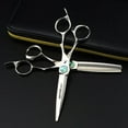 thumbnail image 3 of 2PCS 440c Steel 6 '' Green Hair Scissors Cutting Barber Tools Tiger Haircut Thinning Shears Hairdresser Scissors, 3 of 6