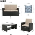 thumbnail image 7 of Walsunny 4 Pieces Outdoor Sectional Conversation Wicker Patio Furniture Set with Cushion Table for Backyard,Porch,Garden,Poolside Balcony,Gray, 7 of 7
