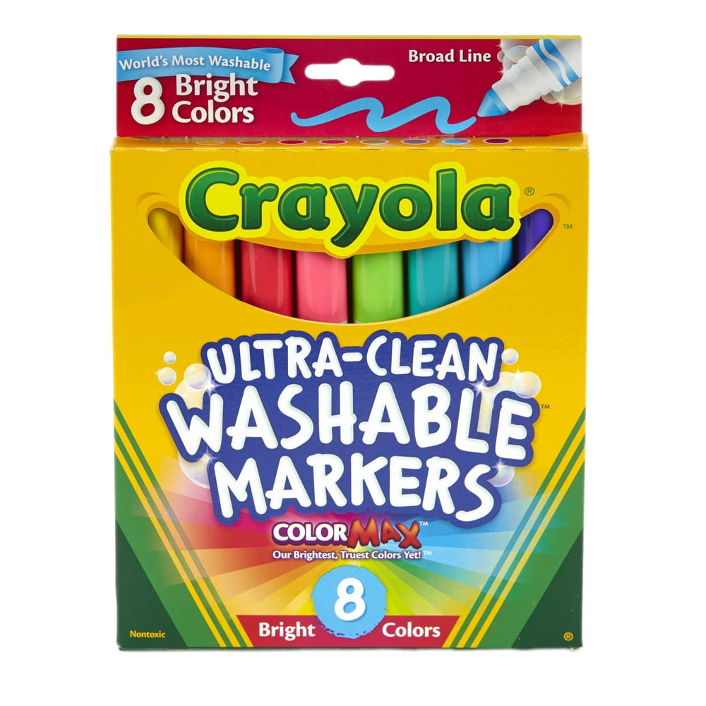 Crayola Washable Marker Set, 8Colors, Broad, Bright  Walmart.com